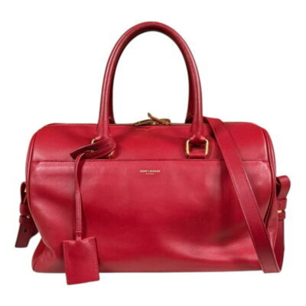 Saint Laurent Duffle Shoulder Bag Leather Red